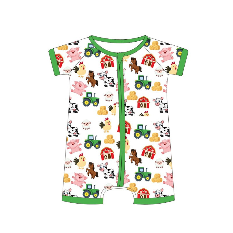 Barnyard Bash Green Short Sleeve Bamboo Sleepy