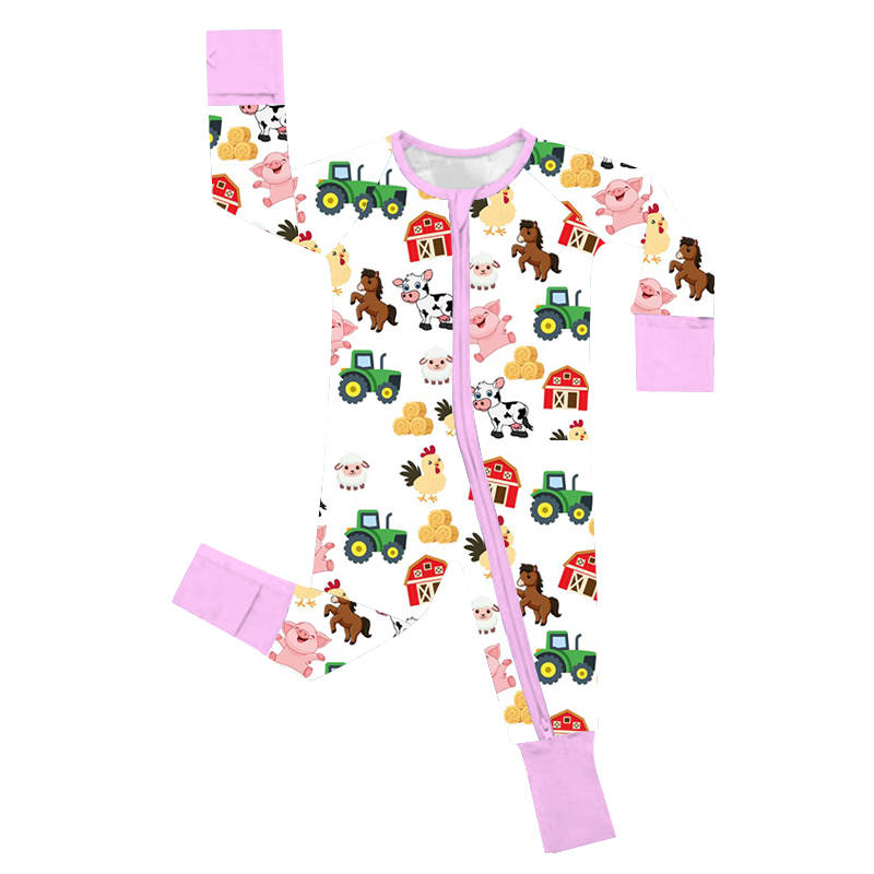 Barnyard Bash Pink Long Sleeve Bamboo Sleepy