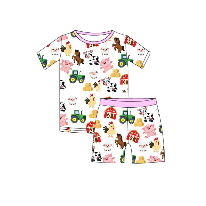 Barnyard Bash Pink 2-Piece Bamboo Sleep Set