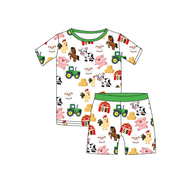Barnyard Bash Green 2-Piece Bamboo Sleep Set