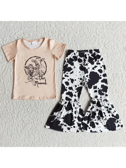 2-Piece Cow Print Bell Bottom Set