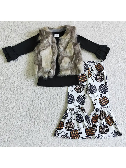 3-Piece Leopard Pumpkin Vest Set